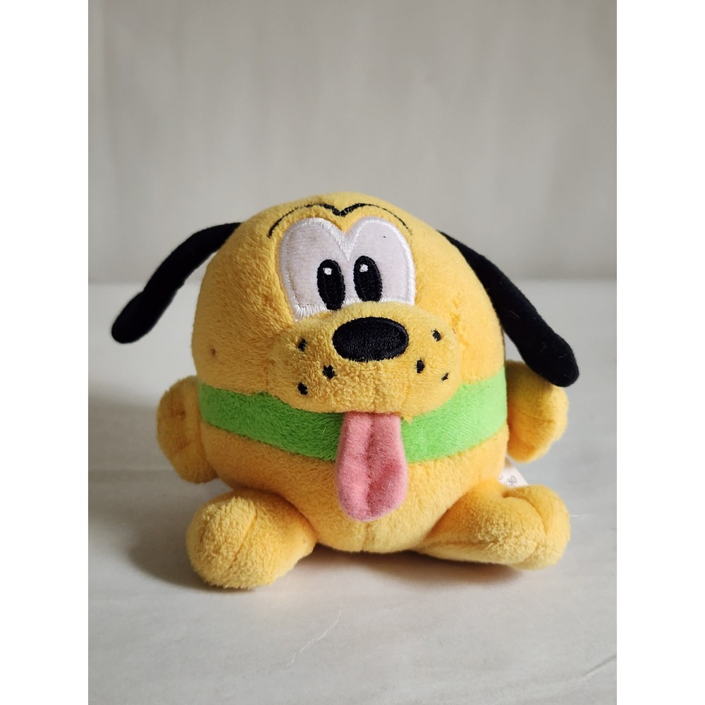 Disney Pluto Puffy Plush Mini Stuffed Animal Yellow Dog Green Collar DN 24806